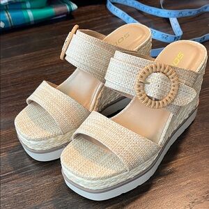 Soda Beige‎ Woven Wedge Sandals